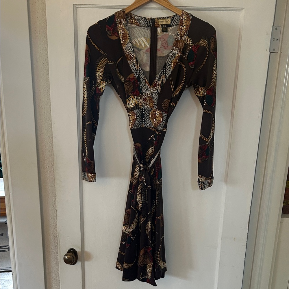 Issa London V-Neck Pheasant print wrap Dress rare print